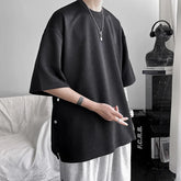 Hearujoy Summer Short Sleeve T-shirt Men Fashion 3 Colors Oversized T Shirt Men Streetwear Korean Loose Hip Hop O-Neck Tshirt Mens Top